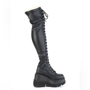 Demonia Black Over-the-Knee Platform Boots